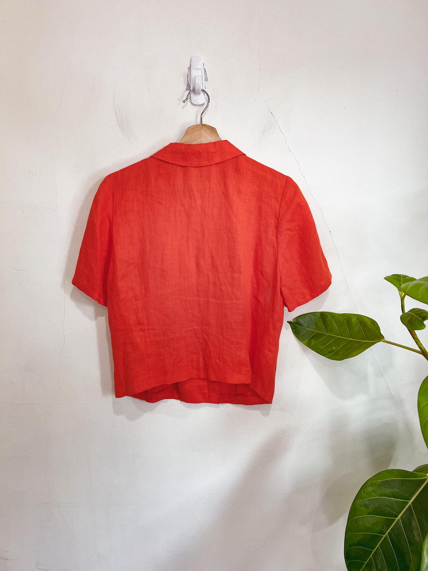 Vintage Orange Linen Blouse (Size S)