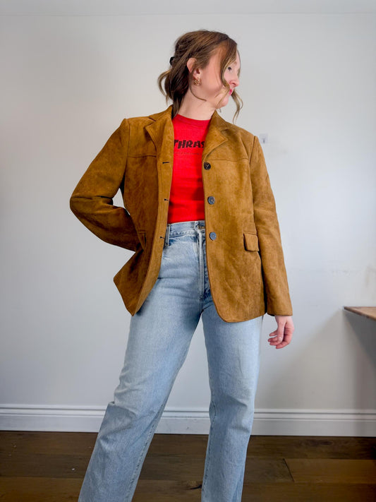 Oak + Fort Faux Suede Jacket in Camel NWT (Size M/L)