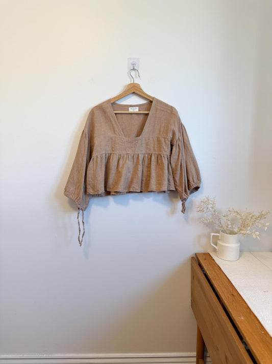 Harly Jae Slow Fashion Cropped Linen Top (Size XS-M)