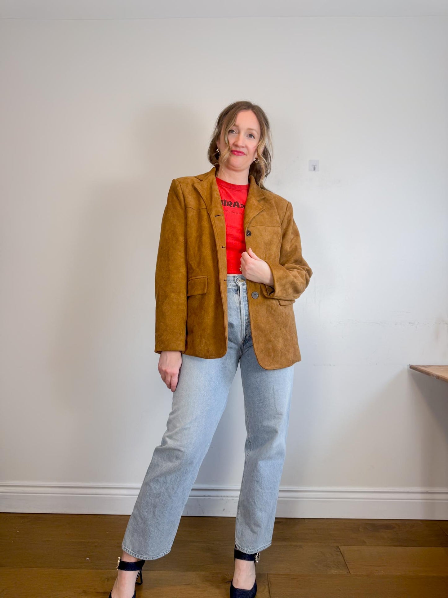 Oak + Fort Faux Suede Jacket in Camel NWT (Size M/L)