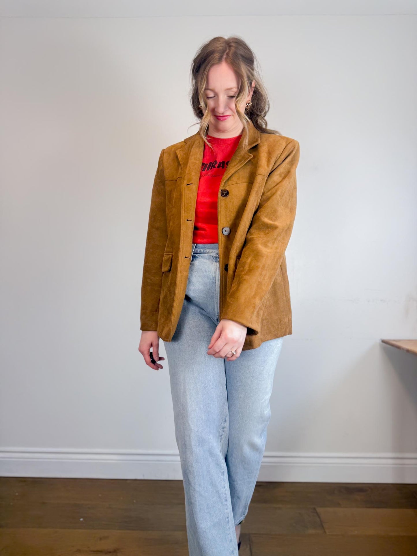 Oak + Fort Faux Suede Jacket in Camel NWT (Size M/L)