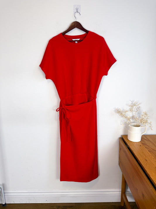 SPANX "Tie Waist Midi Dress in Red" NWT (Size L)