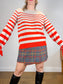 Autumn Cashmere Striped Sweater in Red/Cream (Size M/L)