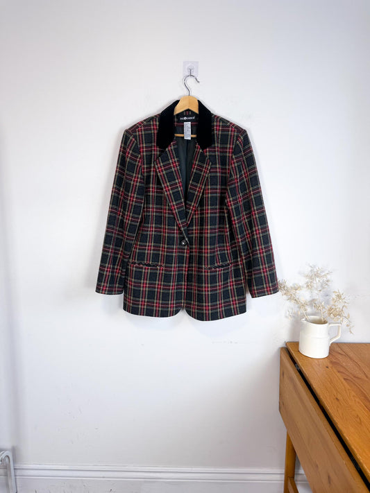 Vintage Plaid Blazer in Black/Red (Size L)