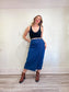 Vintage Denim Wrap Midi Skirt (Size L)