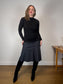 Vintage Wool Flared Midi Skirt in Dark Grey (Size S)