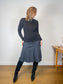 Vintage Wool Flared Midi Skirt in Dark Grey (Size S)