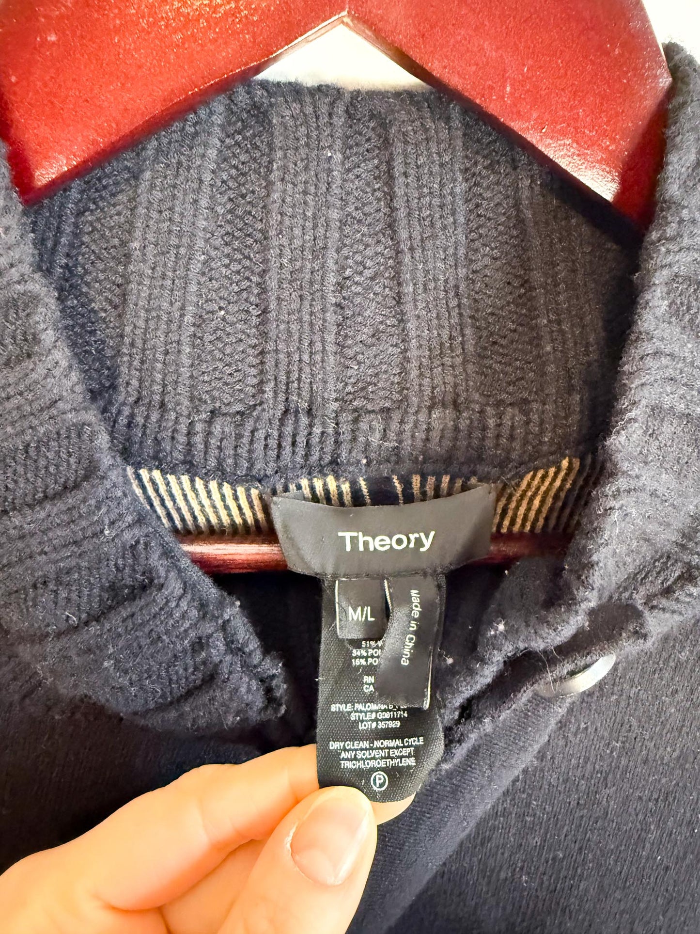 Theory Palomino Reversible Wool Cape Jacket in Black (Size M/L)