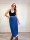 Vintage Denim Wrap Midi Skirt (Size L)