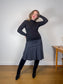 Vintage Wool Flared Midi Skirt in Dark Grey (Size S)