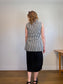 Lafayette 148 "Mariel Check Sleeveless Front Tie Blouse in White/Black" (Size L)