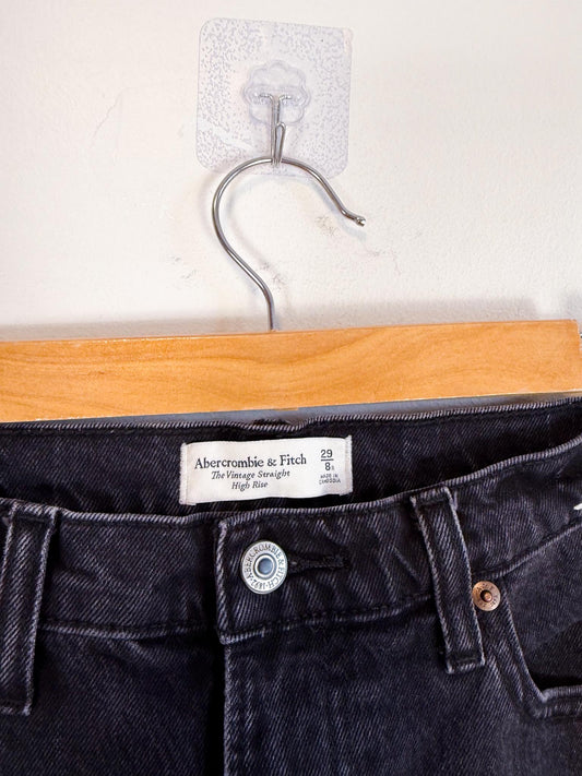 Abercrombie & Fitch "High Rise Vintage Straight Jean in Black Wash" (Size 29)