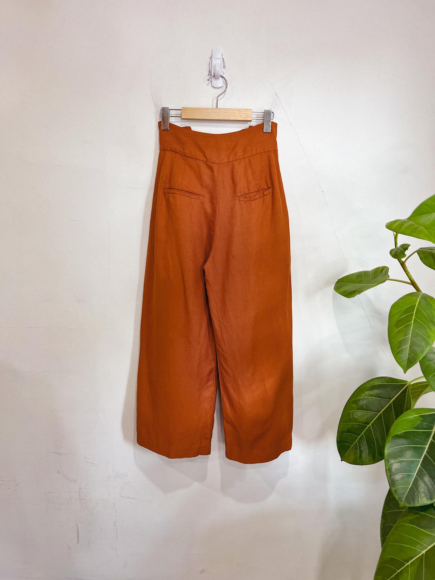 & Other Stories Linen Blend Belted Culottes in Rust (Size 2)