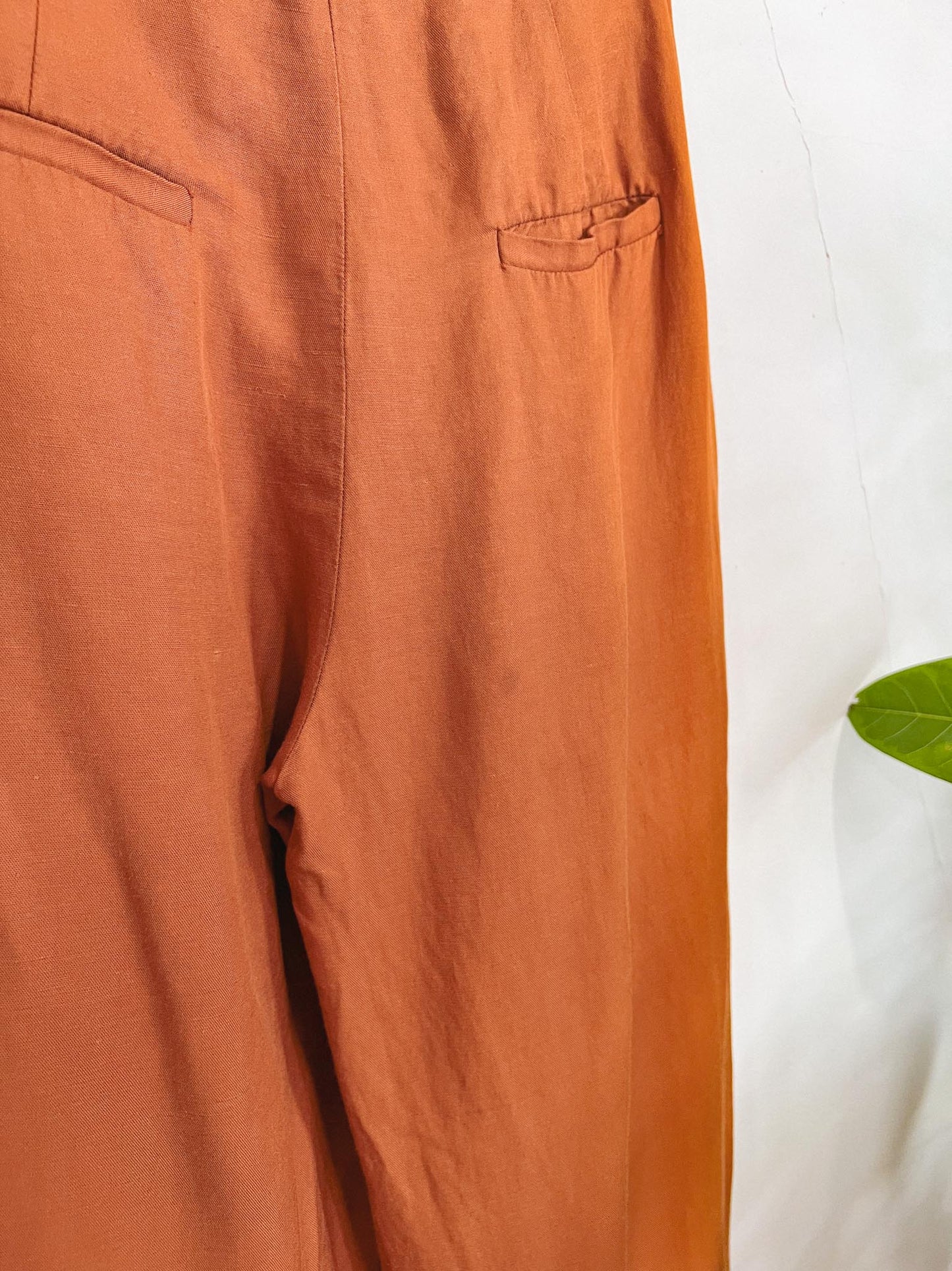 & Other Stories Linen Blend Belted Culottes in Rust (Size 2)