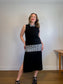 Reformation Ribbed Midi Skirt with Slit in Black (Size L)
