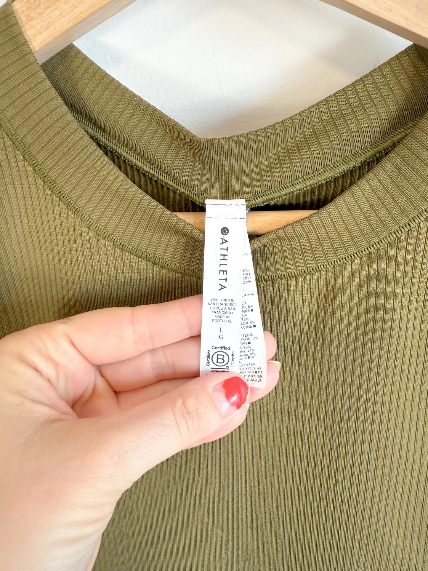 Athleta Ribbed Tank in Green (Size L)
