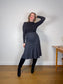 Vintage Wool Flared Midi Skirt in Dark Grey (Size S)
