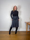 Vintage Wool Flared Midi Skirt in Dark Grey (Size S)