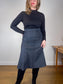 Vintage Wool Flared Midi Skirt in Dark Grey (Size S)