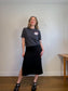 Reformation Ribbed Midi Skirt with Slit in Black (Size L)