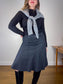 Vintage Wool Flared Midi Skirt in Dark Grey (Size S)