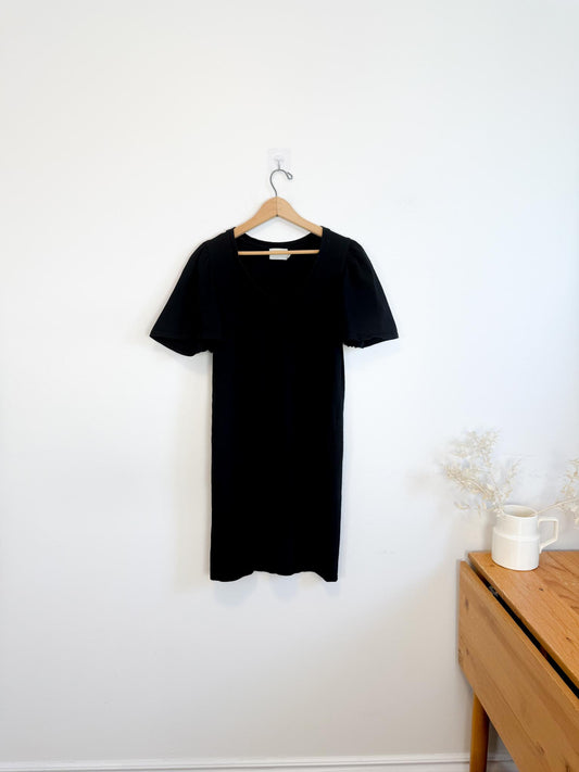 Nation Ltd Slow Fashion Black Mini Dress with Puff Sleeve (Size S)