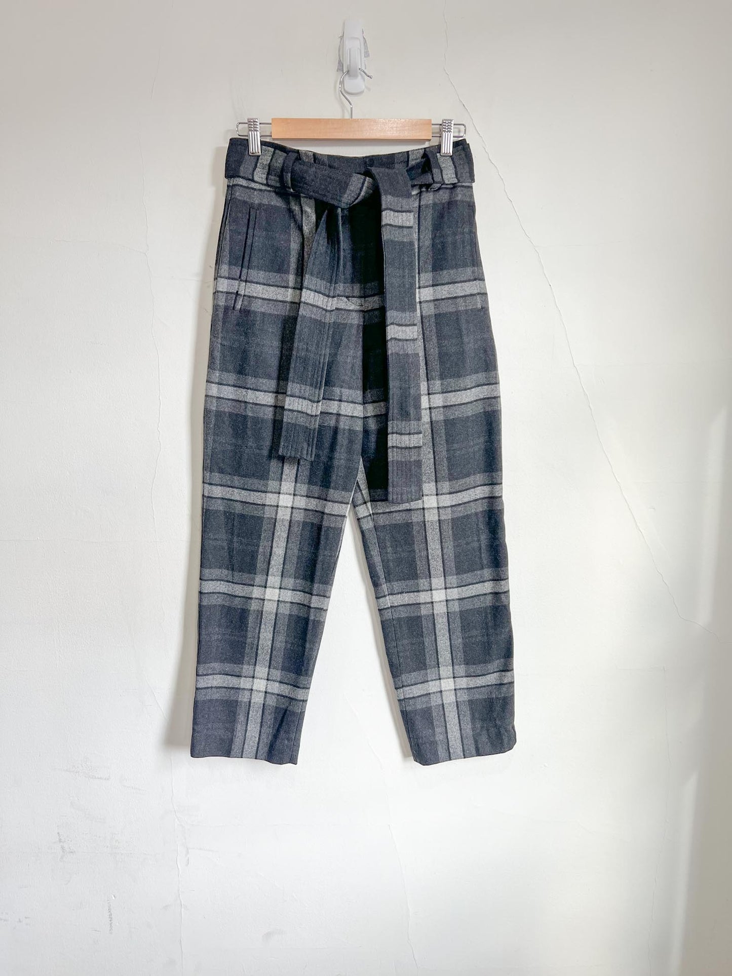 Wilfred "Tie Front Wool/Cashmere Pant in Plaid" (Size 6)