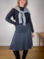 Vintage Wool Flared Midi Skirt in Dark Grey (Size S)