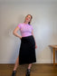 Reformation Ribbed Midi Skirt with Slit in Black (Size L)