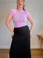 Reformation Ribbed Midi Skirt with Slit in Black (Size L)