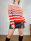Autumn Cashmere Striped Sweater in Red/Cream (Size M/L)