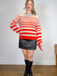 Autumn Cashmere Striped Sweater in Red/Cream (Size M/L)
