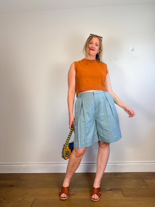 KOTN Sustainable "Linen Station Short in Blue" NWT (Size 34)