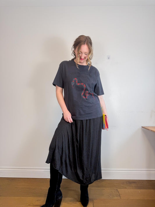 Weekend MaxMara Designer Pleated Maxi Skirt in Charcoal (Size M)