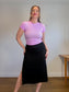 Reformation Ribbed Midi Skirt with Slit in Black (Size L)