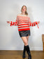 Autumn Cashmere Striped Sweater in Red/Cream (Size M/L)
