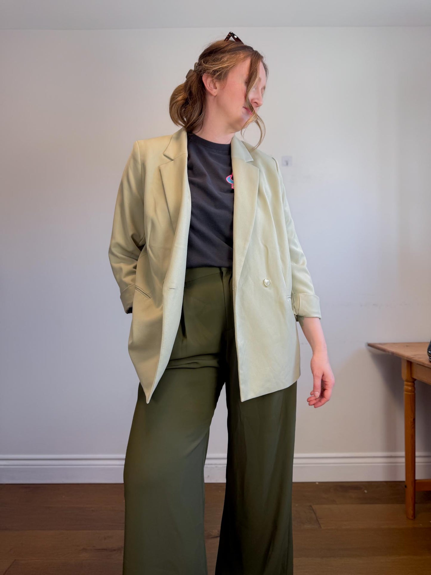 H&M Oversized Blazer in Light Green NWT (Size L)