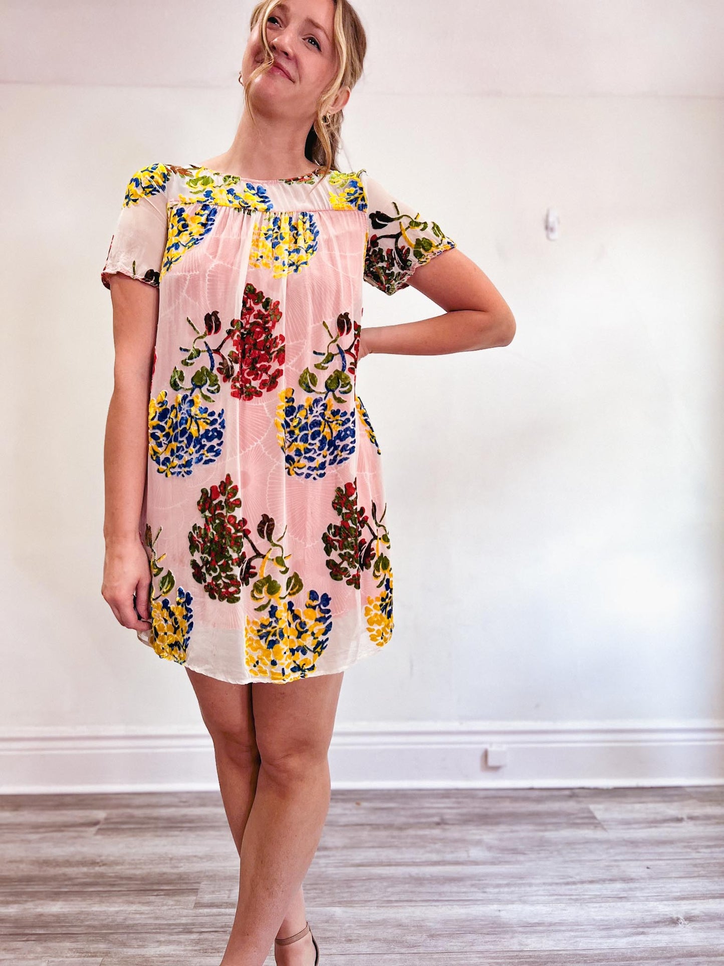 Anthropologie Burnout Velvet Floral Dress SOLD AS IS (Size XS-M)