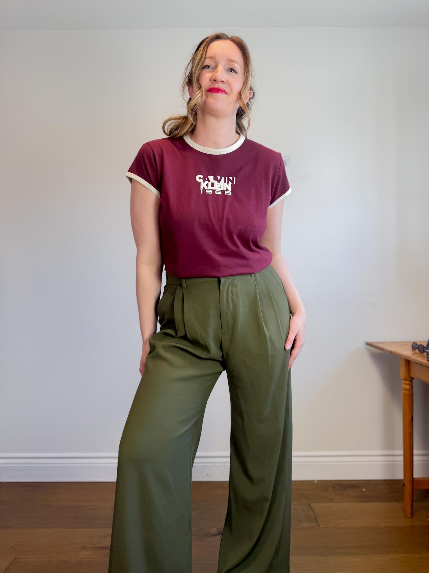 Gap "Pleated Wide Leg Trousers in Moss Green" (Size 12)