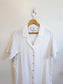 Halston Linen Shirt Dress in White with Distressed Hem (Size L/XL)