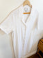 Halston Linen Shirt Dress in White with Distressed Hem (Size L/XL)