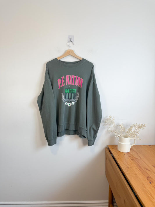 P.E Nation Crewneck in Green/Pink (Size S/M)