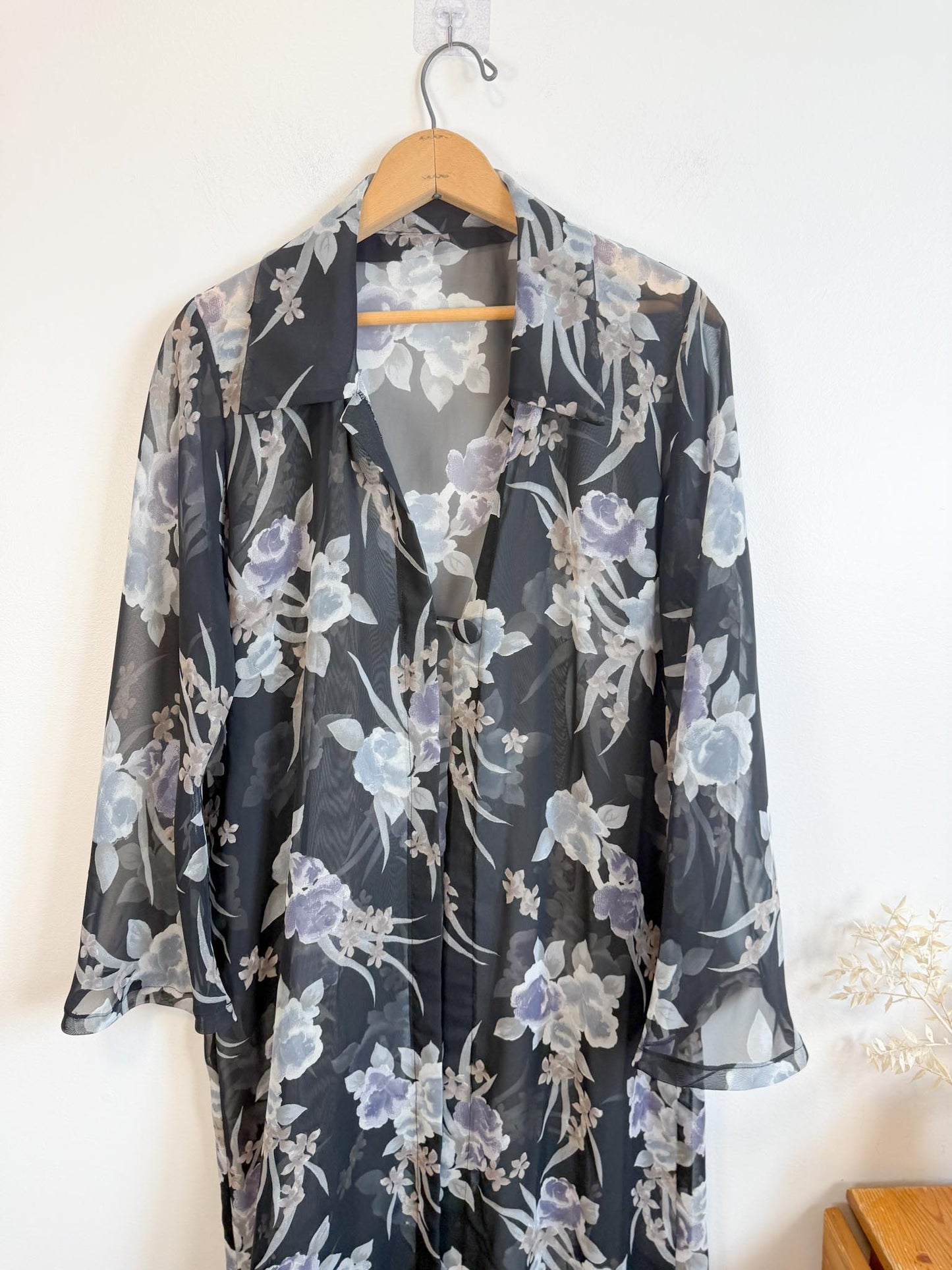 Vintage Sheer Floral Duster Jacket (Size L/XL)