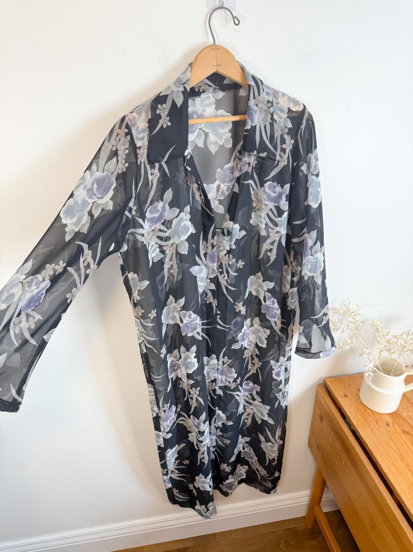 Vintage Sheer Floral Duster Jacket (Size L/XL)