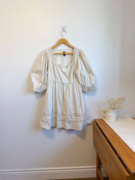 Gap Babydoll Puff Sleeve Mini Dress in Beige (Size L)