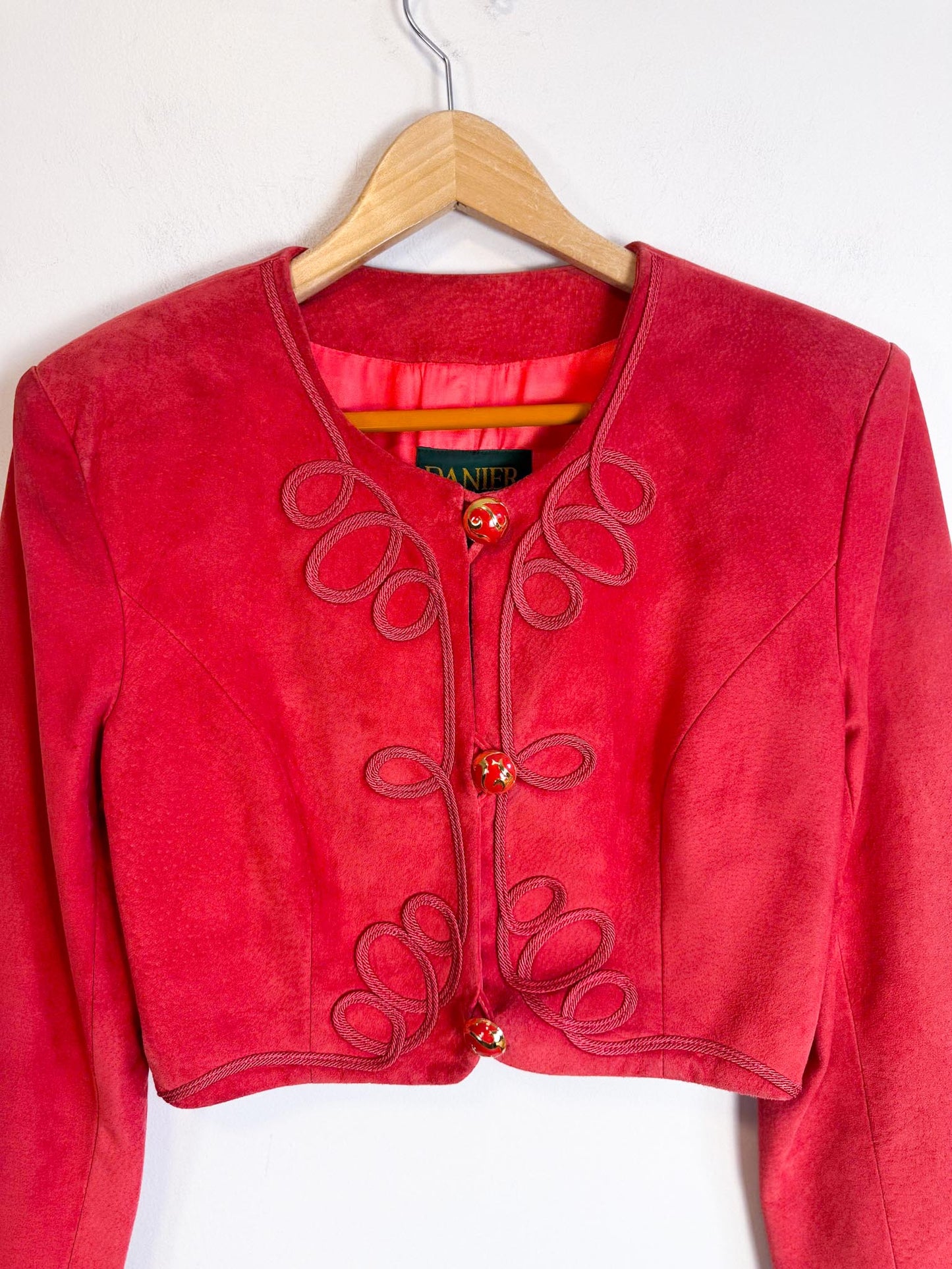 Vintage Daniel Cropped Leather Jacket in Red (Size S)