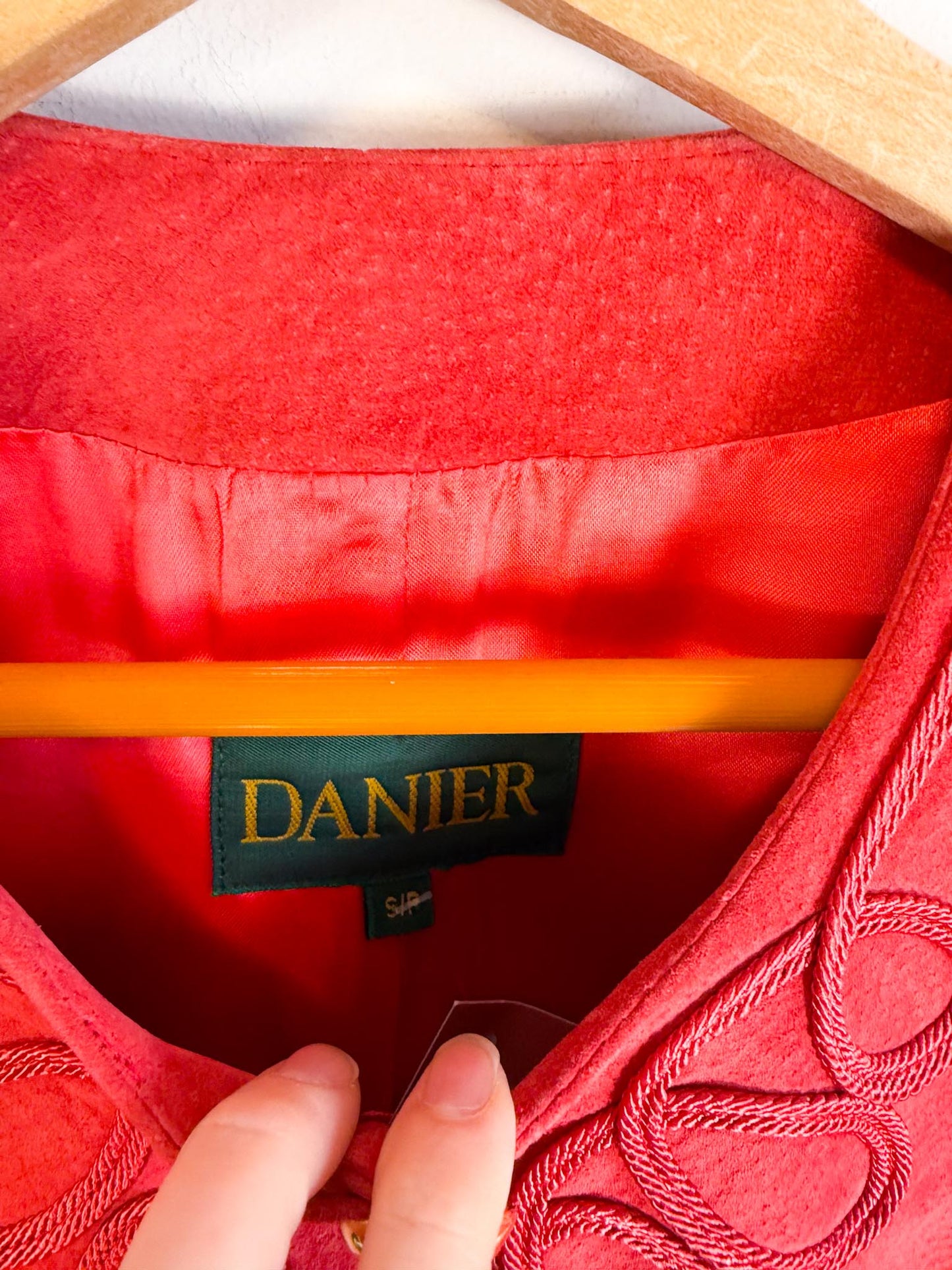 Vintage Daniel Cropped Leather Jacket in Red (Size S)