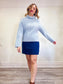 COS Blue Cotton Puff Sleeve Mini Dress (Size M)