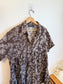 DECJUBA Babydoll Linen Mini Dress in Brown/White Print (Size S-L)