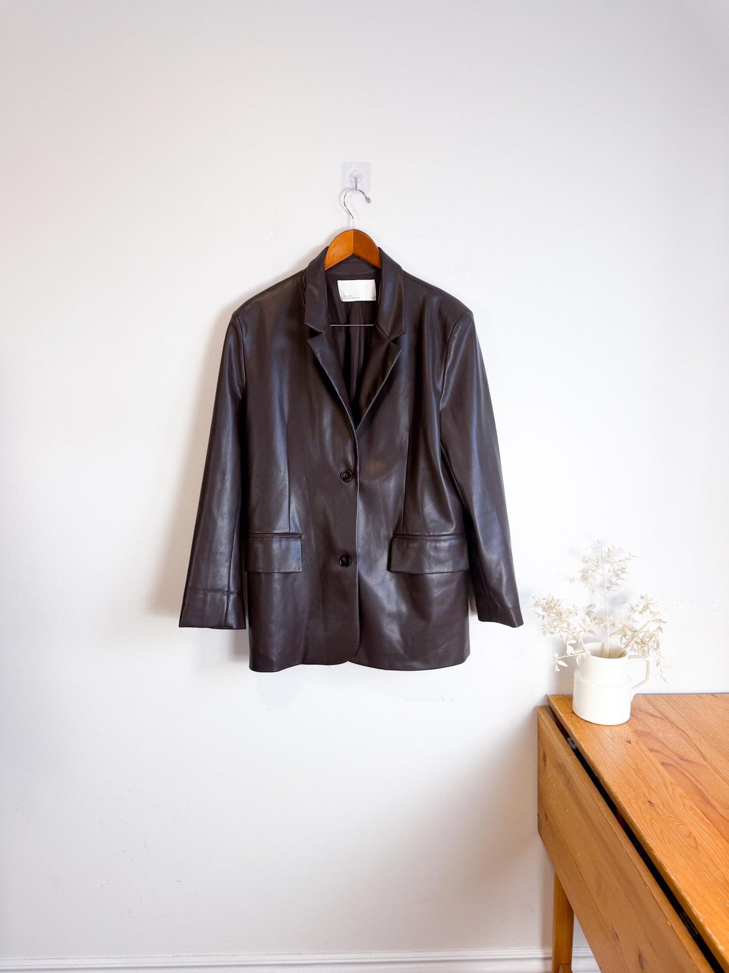 Oak & Fort Faux Leather Jacket in Dark Brown (Size M/L)